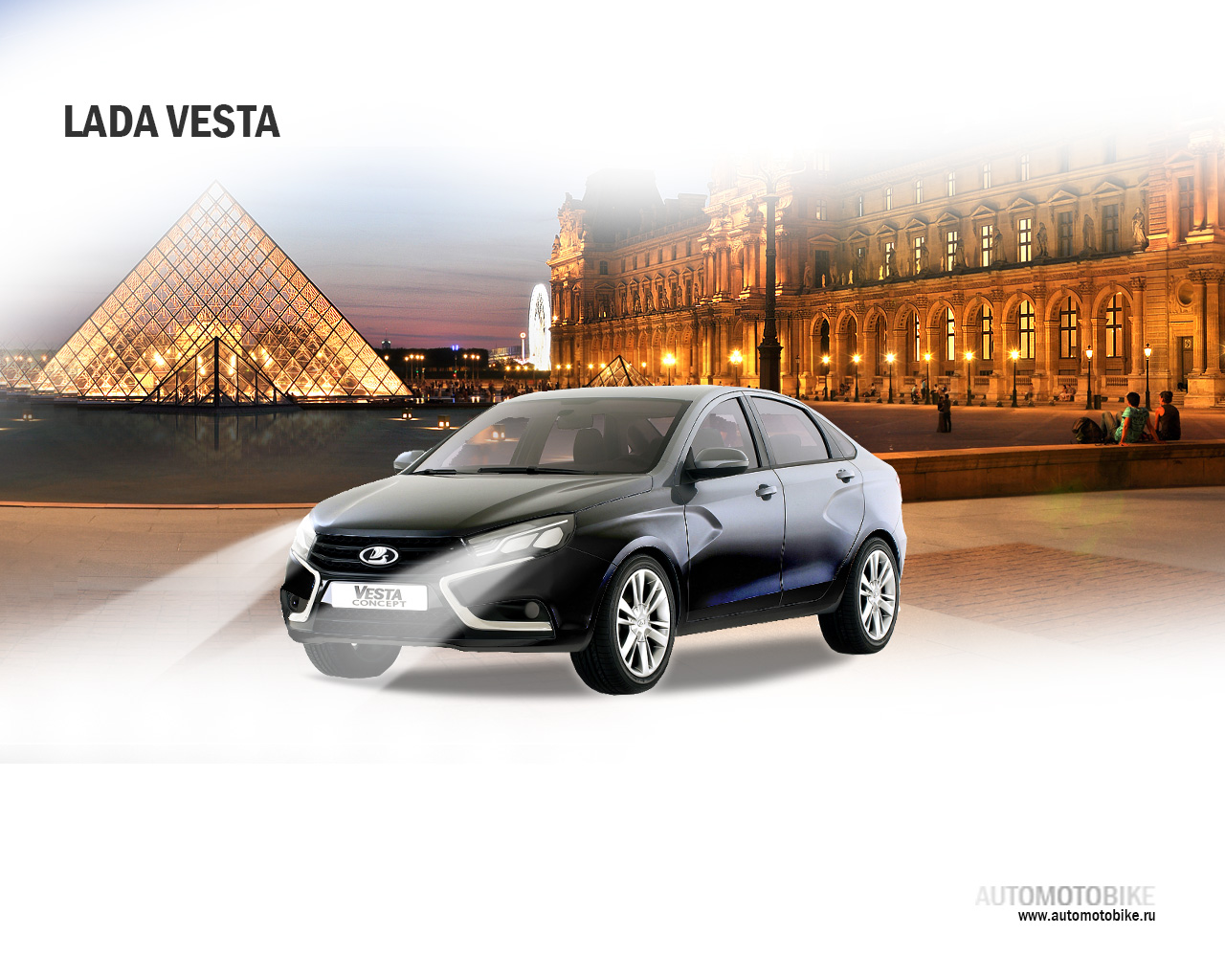 Версия автомобиля LADA Vesta в черном цвете. Черный цвет кузова для Лады Веста