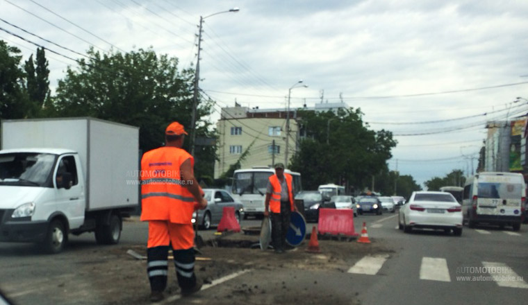 Дорожные работы в Краснодаре на улице Северной 24 июня 2015